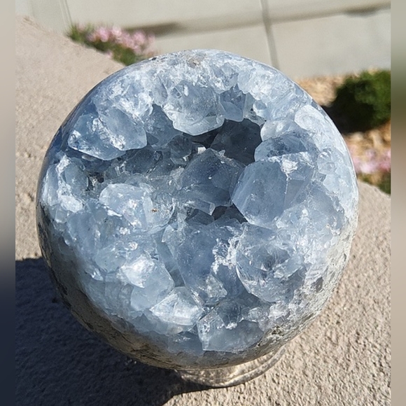 Calming, Baby Blue Celestite Geode Sphere- So sparkly!!! - Picture 7 of 17